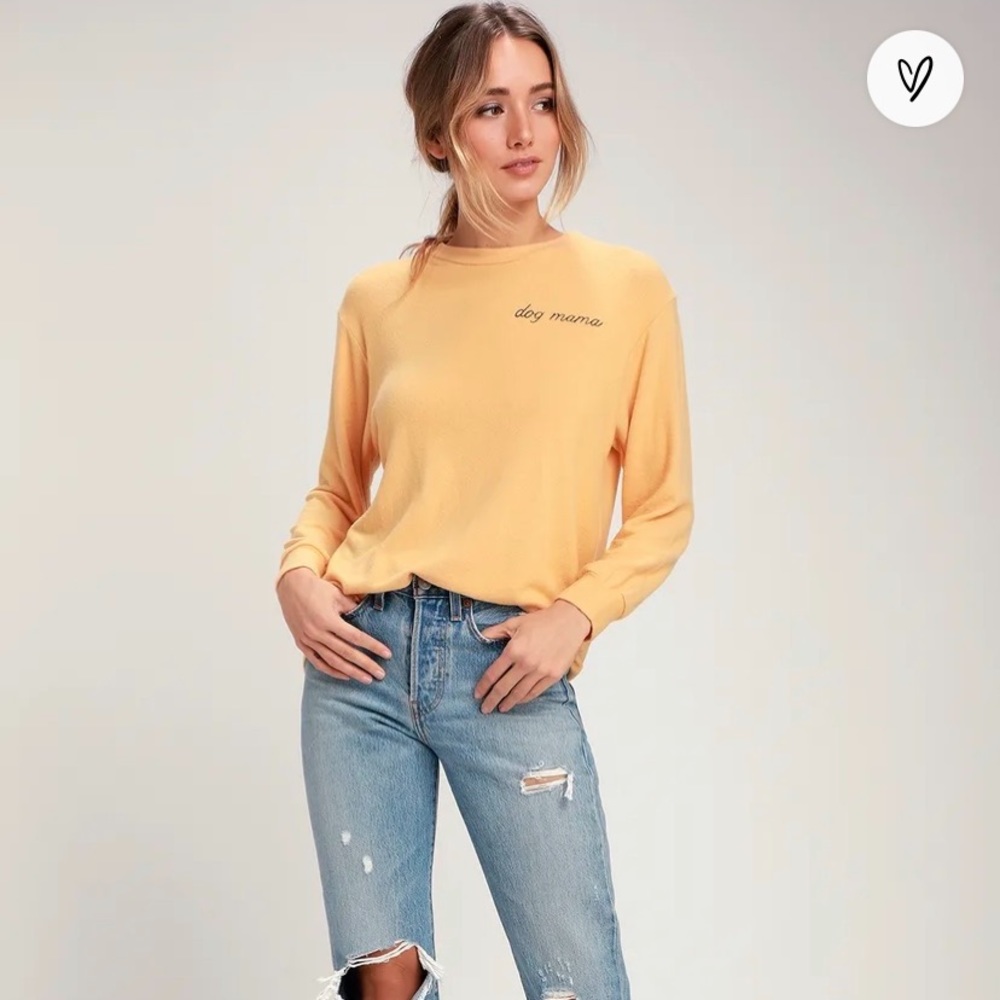 Lulus Dog Mama Mustard Yellow Sweater Top